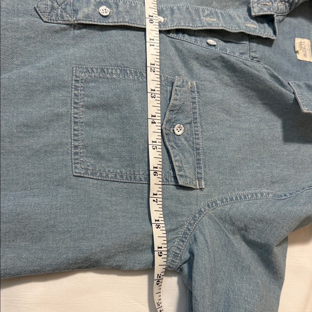 J.Crew Women’s Chambray Denim Shirt Small Popover Utility Button Front - Picture 7 of 9